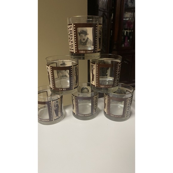 Set of 6‎ Vintage Roaring Twenties 20s Hollywood 10 Ounce Whiskey Glasses - Picture 1 of 11